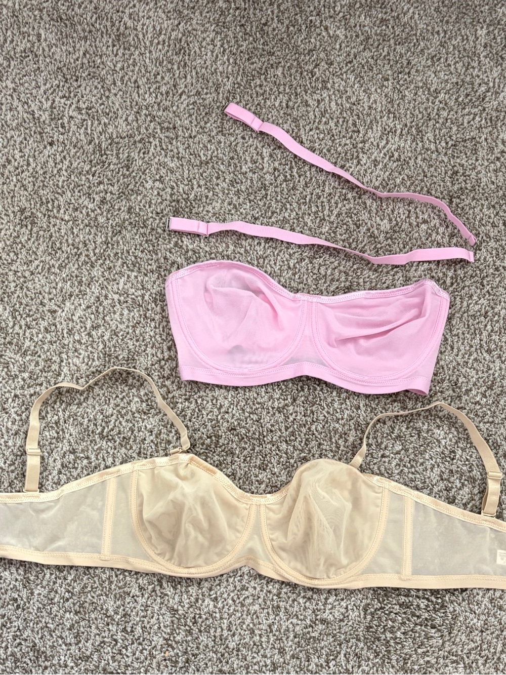 2 NWOT Pink Bra and Nude Sheer Underwire Bra Set.